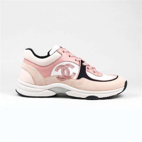 chanel trainers pink black and white|Chanel sneakers pink and white.